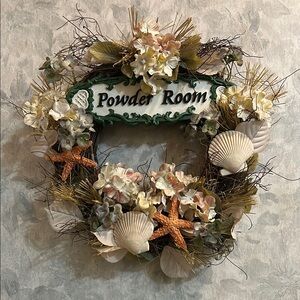 Powder Room Floral Wreath with Shell Accents